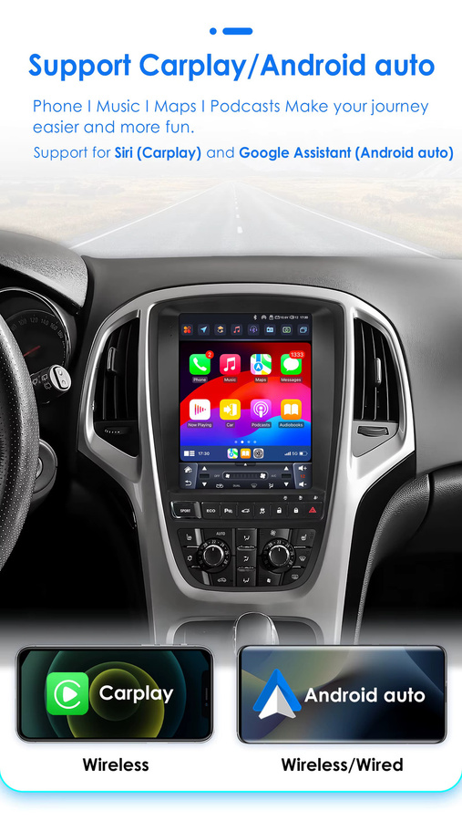 Hizpo Android 13 Autoradio im Tesla Stil mit 9,7 Zoll Display für Opel Astra J und Buick Verano (2009 - 2015), inklusive CarPlay, GPS und DSP, Farbe: Schwarz - Bild 3