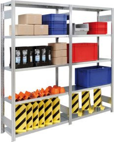 Regalwerk BERT-Lagerregal Plus Grundfeld Stecksystem verzinkt, Farbe: Silber/Grau, H x B x T: 300 x 128,5 x 40 cm - Bild 1
