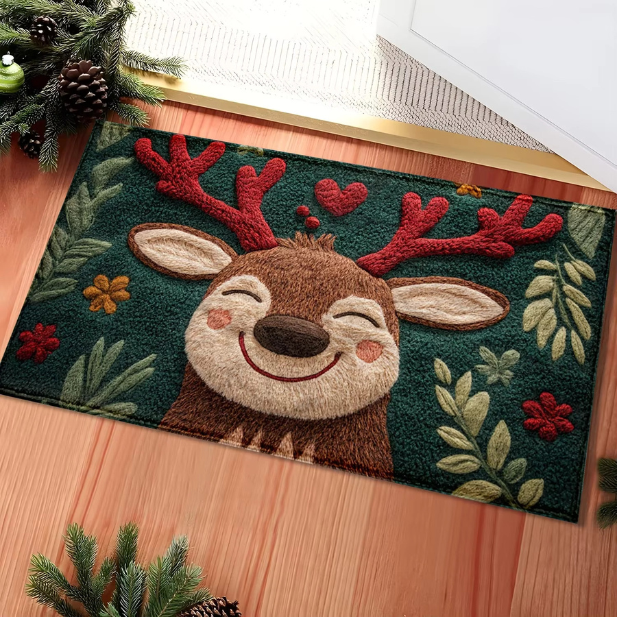VIAMA Weihnachts-Rentier Fußmatte rutschfest für Eingangsbereich, Küche und Badezimmer - Bild 4
