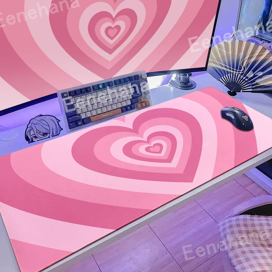 Eenehana Gaming Mauspad XXL mit Kaffee und Liebe Motiv in Blau, rutschfeste Schreibtischmatte für Gamer - Bild 1