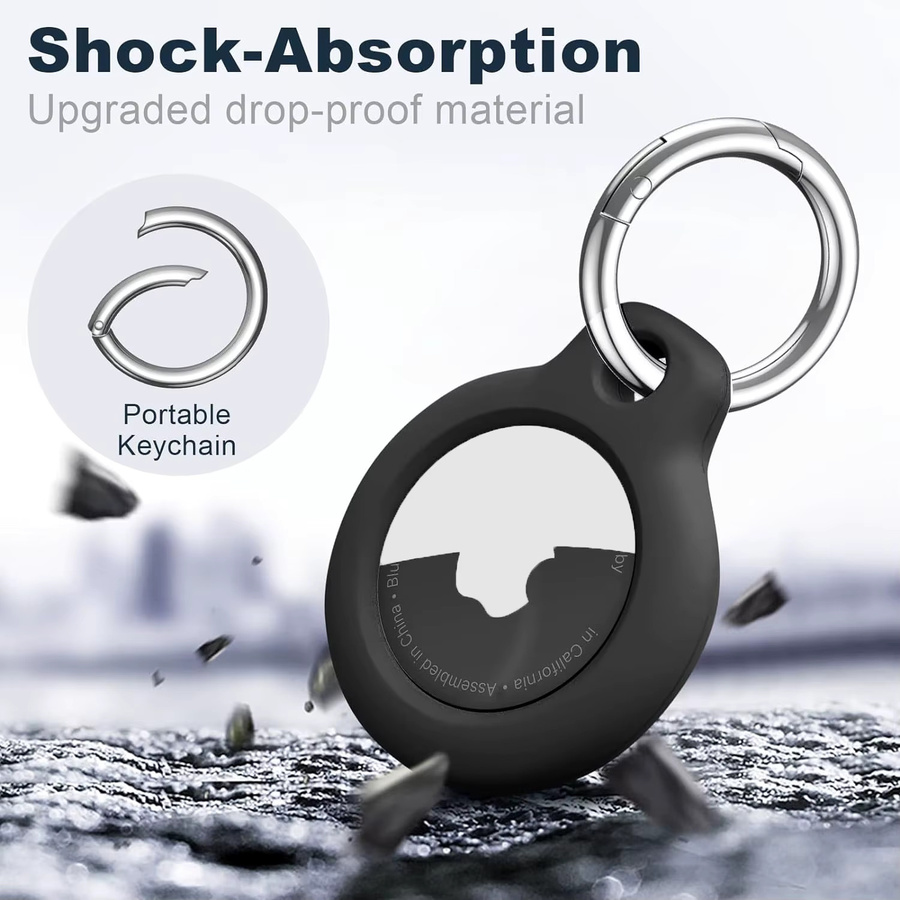 Schutzhülle für Apple AirTag mit Schlüsselbund und Halsbandhalterung in Schwarz oder Weiß - Bild 4
