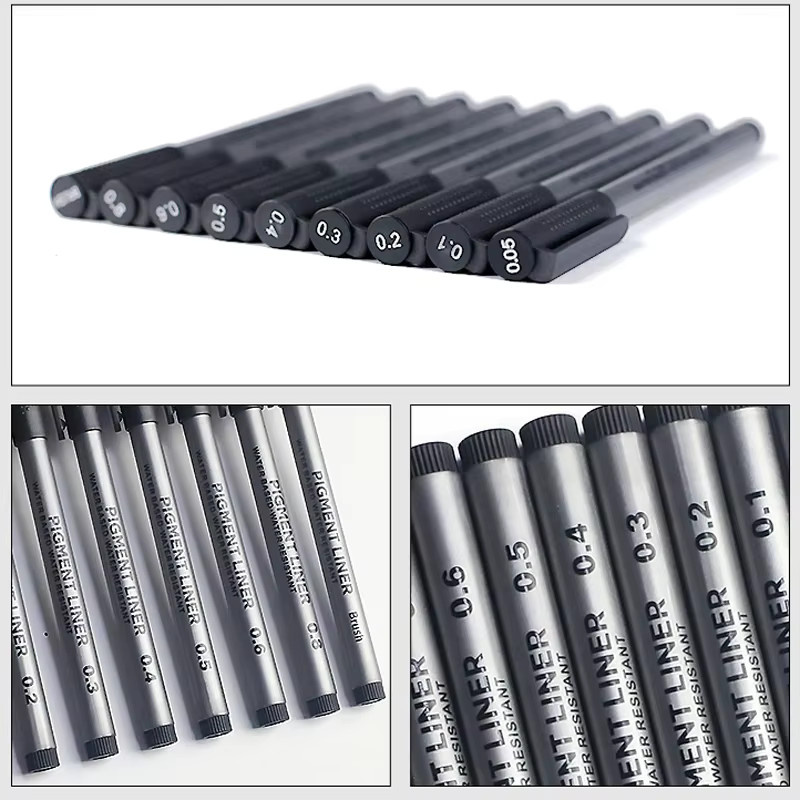 Mikron Pigment Liner Set in Schwarz, 9 Teile für Zeichnung, Skizze und Manga - Bild 3