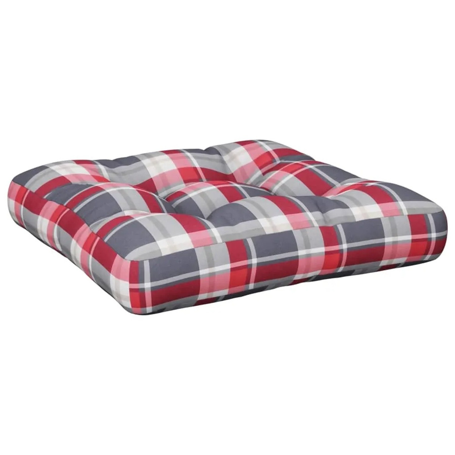 vidaXL Palettenkissen Rot Karomuster aus Polyester, wasserabweisend und UV-beständig, B/T/H: 60 x 60 x 12 cm - Bild 2
