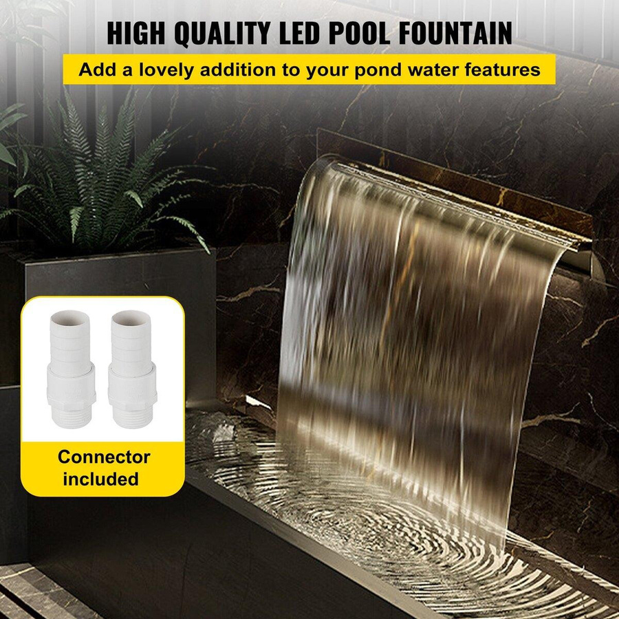 Buying Solutions MB LED-Pool-Wasserfall aus Edelstahl in Silber, B/H/T: 120 x 11,5 x 8 cm - Bild 3