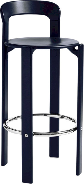 HAY Rey Barhocker in Blau aus Buchenholz und Aluminium-Druckguss - Bild 1