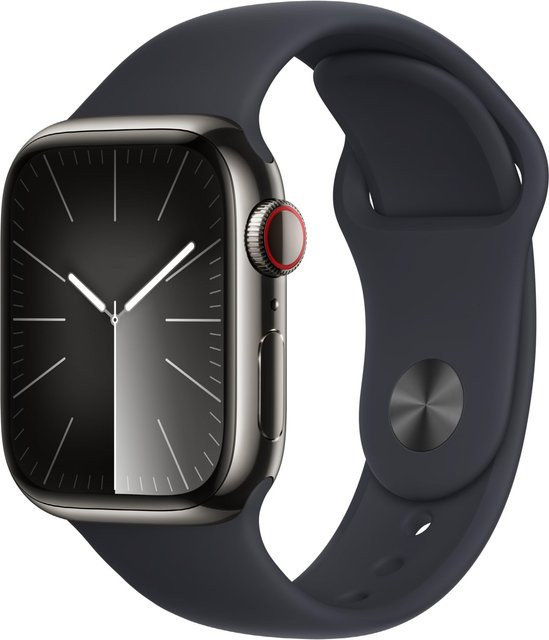 Apple Watch Series 9 GPS + Cellular Smartwatch Aluminium mit Sportarmband M/L in Mitternacht/Schwarz (41mm) - Bild 1