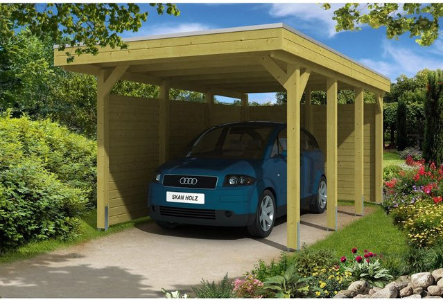 Skan Holz Flachdach-Einzelcarport Friesland Set 1, braun, B/T: 314 x 555 cm - Bild 1