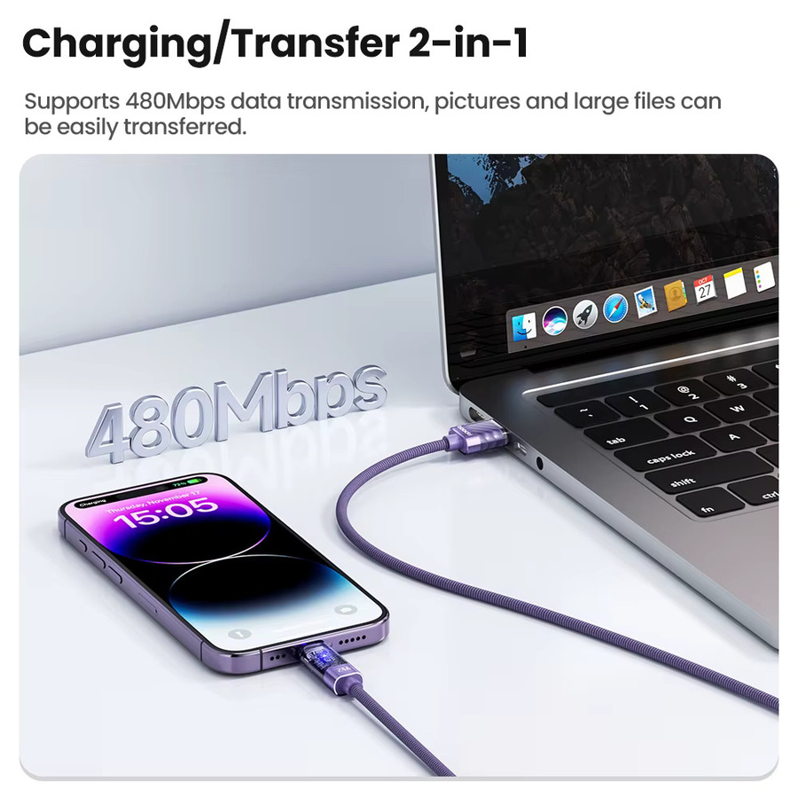 Toocki USB-A auf Lightning Schnellladekabel für iPhone und iPad in Grau - Bild 5
