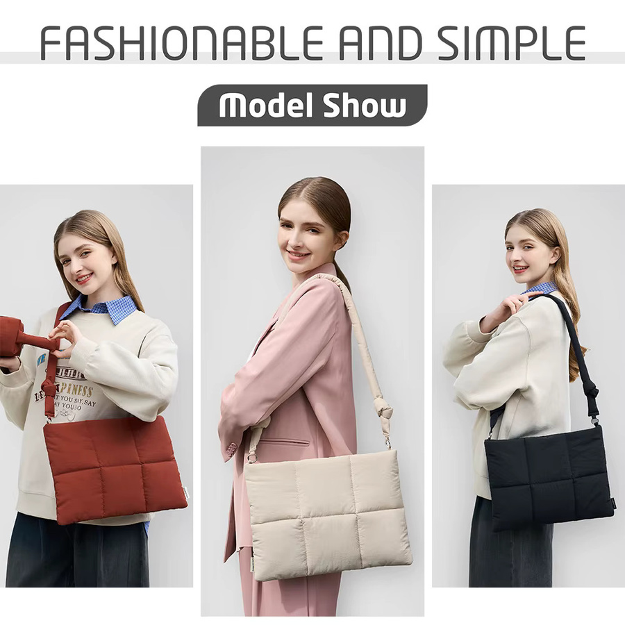 Niedliche gesteppte Laptop-Schultertasche für 14-16 Zoll Notebooks in Blau, passend für MacBook Pro/Air und Lenovo - Bild 4