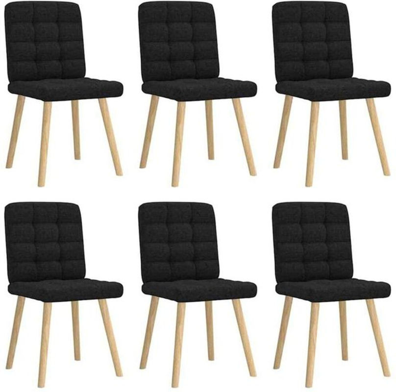 Set aus 6 modernen Esszimmerstühlen von vidaxl in Schwarz aus Stoff - Bild 1