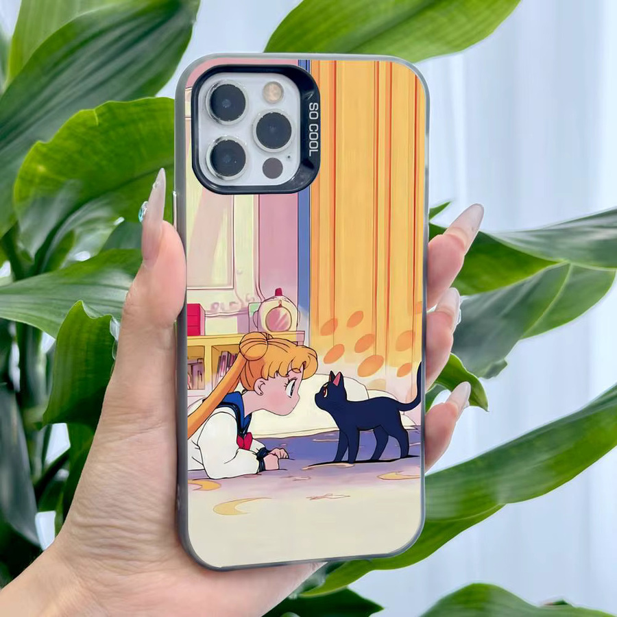 Kawayii Cartoon Sailor Moon Handyhülle für Apple iPhone 11 12 13 14 15 16 Pro Max Plus in Multicolour mit Schutz-Plattierung - Bild 3