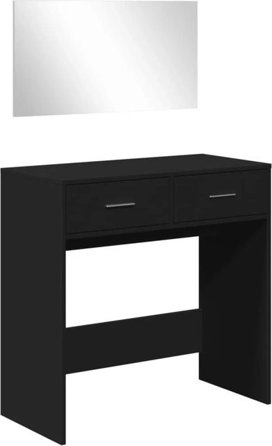 vidaXL Schminktisch mit Spiegel in Schwarz, modern mit MDF und Glas, B/T/H: 80 x 39 x 80 cm - Bild 1