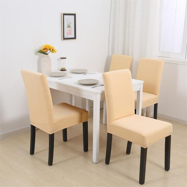 Housmife Stuhlbezüge aus elastischem Spandex in Beige für Esszimmer und Bankette - Bild 1