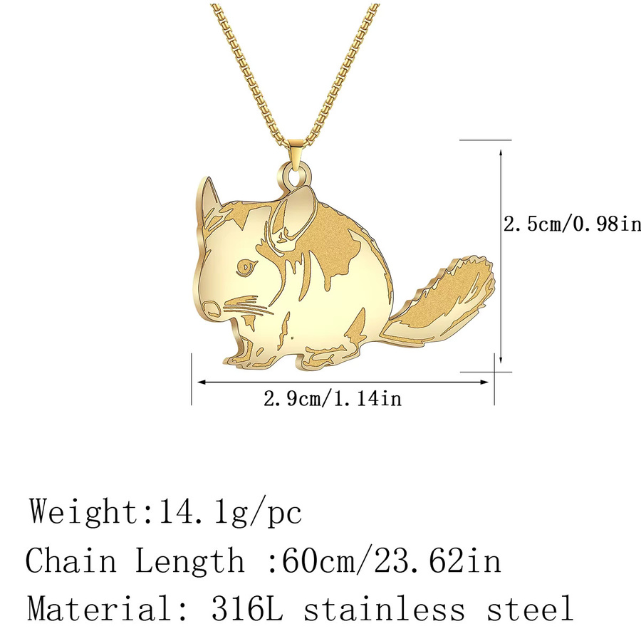 Kinitial Chinchilla-Anhänger, Edelstahl, Gold, Unisex - Bild 2