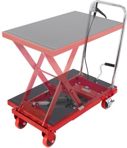 VEVOR Hydraulischer Scherenhubwagen mit Einzelschere, Rot, Tragfähigkeit 230 kg, Hubbereich 220–720 mm, B/T: 700 x 450 mm - Bild 1