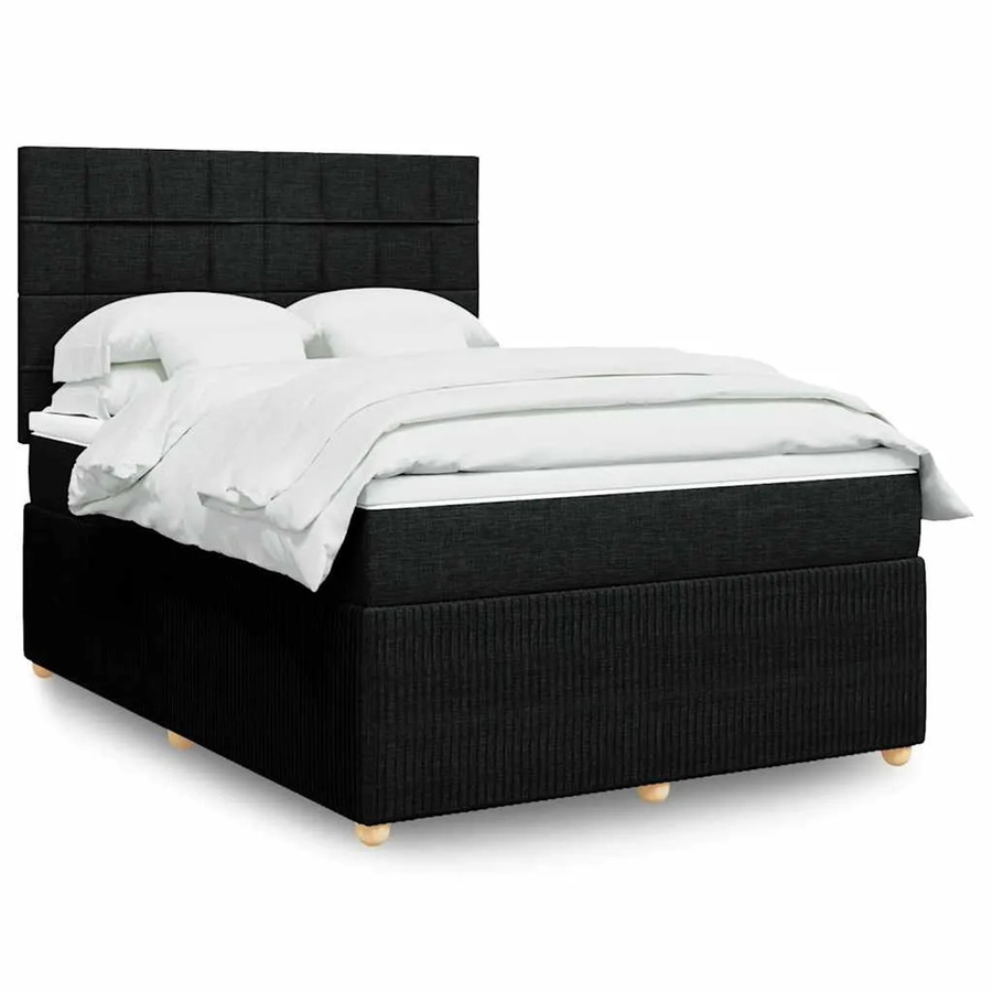 vidaXL Boxspringbett mit Matratze Schwarz, Hybrid-Bett mit USB-Ladeport und Unterbettbeleuchtung, B/T: 160 x 200 cm - Bild 2