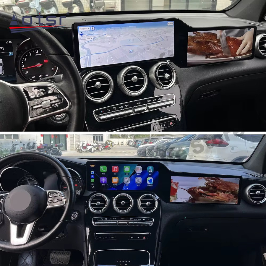 Aotsr Android 15 Autoradio Multimedia Player mit GPS-Navigation für Mercedes Benz C-Klasse W205 und GLC-Klasse X253 (2015-2022), Farbe: Schwarz - Bild 4