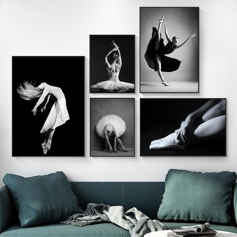 Petrichor Poster Ballerina tanzendes Mädchen als Leinwandbild in Schwarz-Weiß, Breite: 21 cm, Höhe: 30 cm, ohne Rahmen - Bild 2