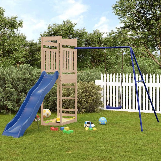 vidaXL Spielturm aus massivem Kiefernholz in Blau - Bild 2