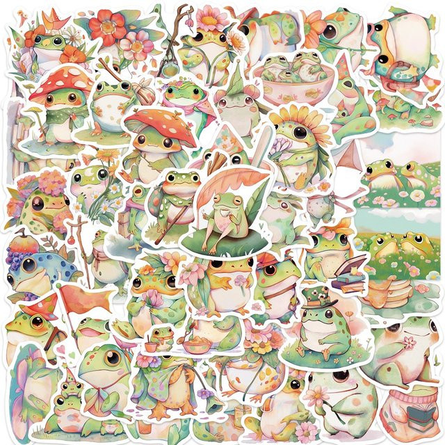 50 Stück Bunte Fruchtsaft Fett Frosch Wasserdichte Graffiti Aufkleber von BulingBulingStickers Shop in Mehrfarbig - Bild 1