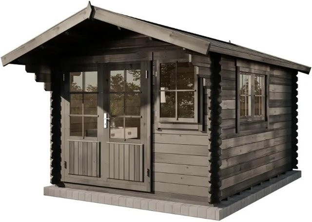 Alpholz Gartenhaus Set Gabriel-34 aus imprägniertem Holz in Grau inklusive Dacheindeckung und Fußboden B/T: 300 x 400 cm - Bild 1