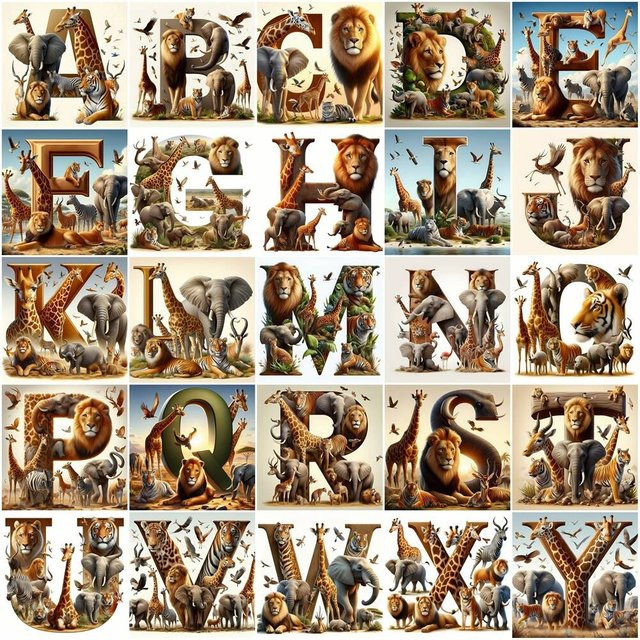 EverShine DIY Diamantgemälde Alphabet-Mosaik mit 26 Buchstaben und Tiermotiven in Multicolor zur Wanddekoration - Bild 1
