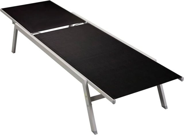 vidaXL Sonnenliege aus Stahl und Textilene in Schwarz und Silber mit verstellbarer Kopfstütze - Bild 1