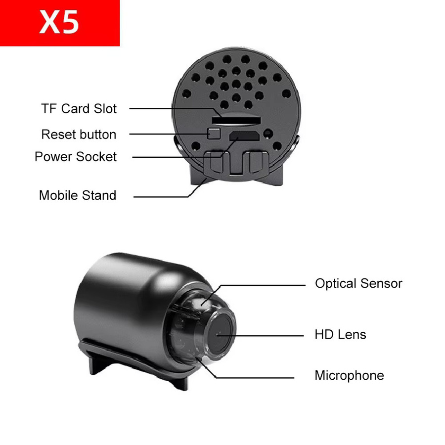 APWIKOGER Kabellose WLAN-Kamera in Schwarz mit HD-Auflösung, Nachtsicht und Audio-Video-Rekorder als tragbarer Camcorder für Zuhause, Büro und Geschäft - Bild 4