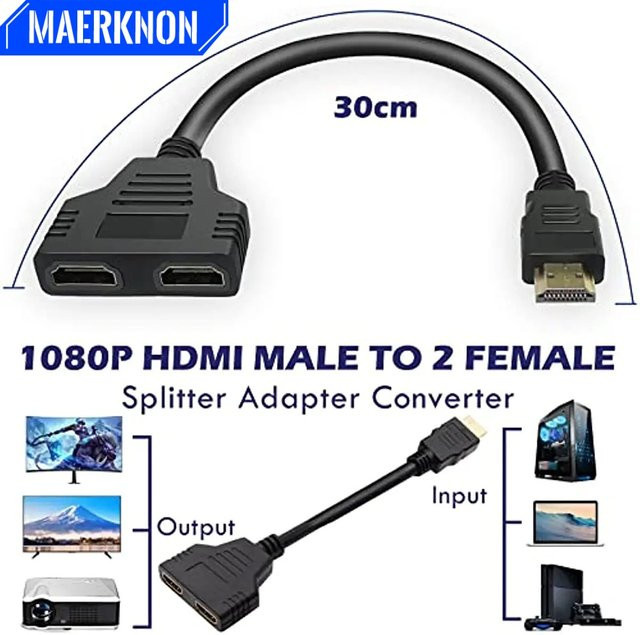 Maerknon HDMI Splitter 1 In 2 Out Full HD 1080P mit Audio Interface in Schwarz - Bild 1