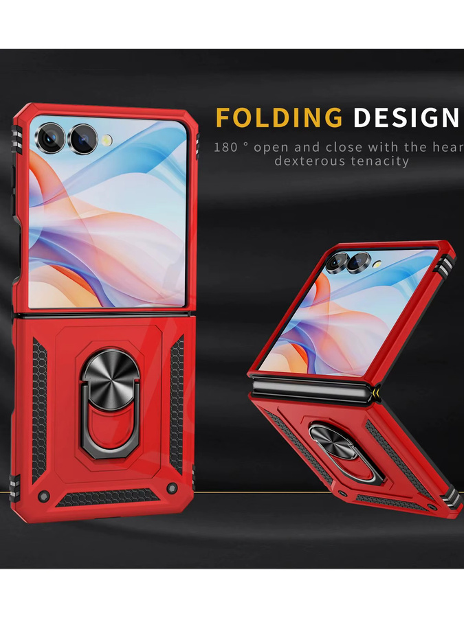 Stoßfeste Militär-Handyhülle für Samsung Galaxy Z Flip 7, Z Flip FE 6, 5, 4, 3 mit Rüstungsring und Ständer - Bild 7