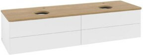 V&B Waschtischunterschrank Antao ohne Frontstruktur in Eiche Honig und Weiß lackiert, B: 160 cm, T: 50 cm - Bild 1