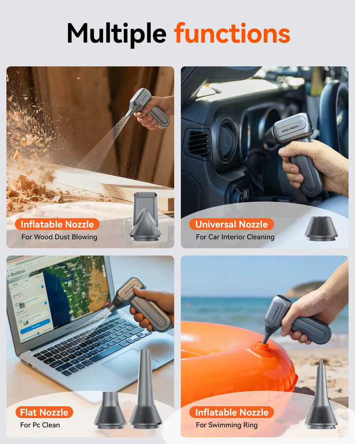 WOLFBOX DF60 Kabelloser Luftstaubsauger mit 110000 RPM und 3 einstellbaren Stufen für Auto, Zuhause und Outdoor - Bild 3