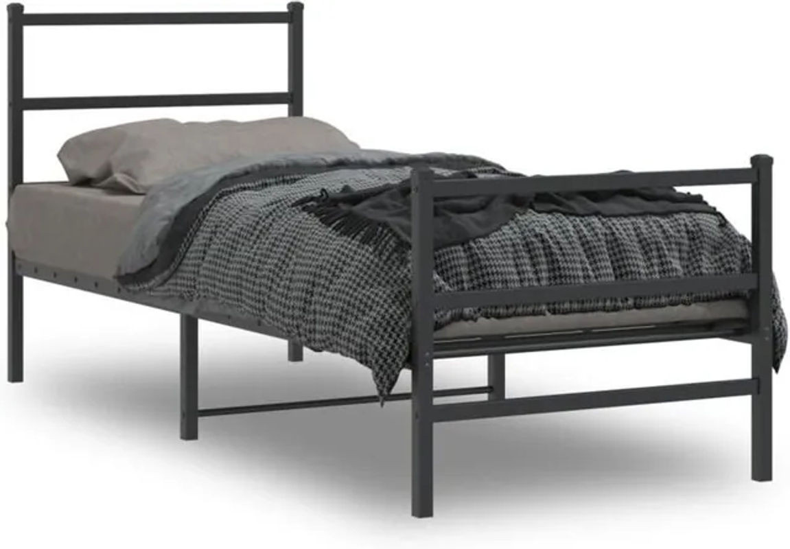 Vidaxl Metallbett im Industrial Design mit Kopf- und Fußteil, Schwarz, B/L: 80 x 200 cm - Bild 1