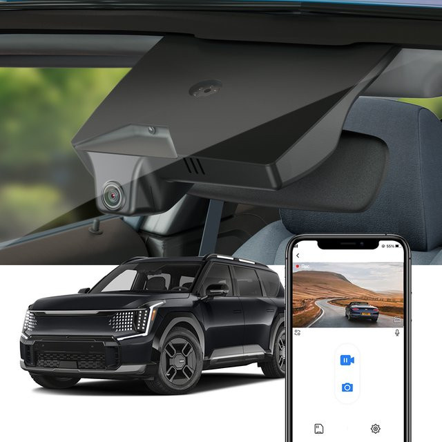 Fitcamx 4K UHD Dash Cam für Kia EV9 2023–2026 in Schwarz mit WLAN und Loop-Aufnahme - Bild 1