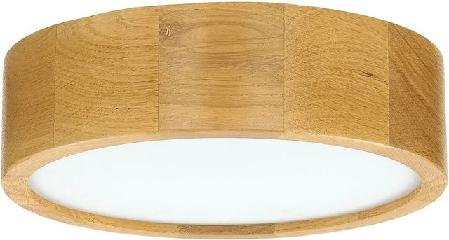 Licht-Erlebnisse Moderne Deckenleuchte aus Holz und Glas in Eiche, Durchmesser: 27 cm, E27 - Bild 1