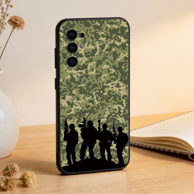 Handyhülle aus weichem Silikon im Camouflage Militär-Look für Samsung Galaxy S25 S24 S23 S22 S21 S20 S30 Ultra Plus FE Lite in Schwarz und Grün - Bild 1