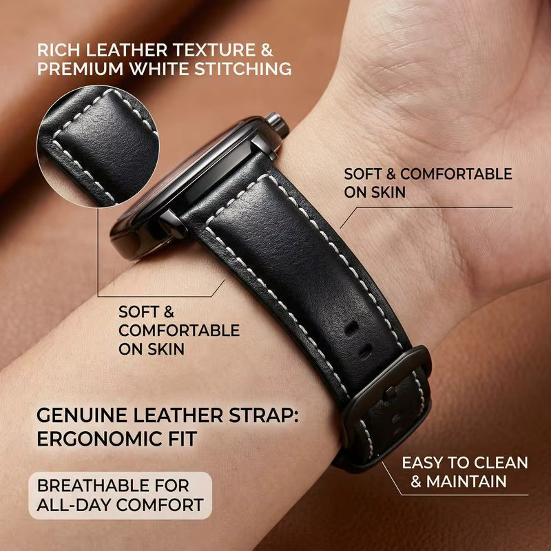 CAROTIF Analoguhr, Eckig, Quarz, Lederarmband, Schwarz, Unisex - Bild 5