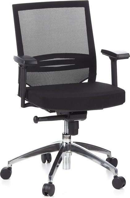 hjh OFFICE Profi Bürostuhl PORTO PRO in Schwarz mit Stoff- und Netzstoffbezug, Armlehnen und Höhenverstellung - Bild 1