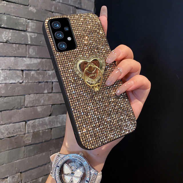 Luxus Glitter Golden Grid Ledertasche für Samsung Galaxy A14 A15 A16 A35 A55 S25 S24 S23 Plus FE Ultra in Gold und Beige, stoßfeste Soft Shell Hülle - Bild 1