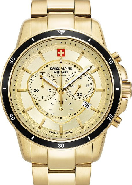 Swiss Alpine Military Chronograph, Quarz, Edelstahl, Gold, 44 mm, Herren - Bild 1