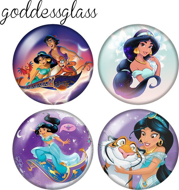 MINISO Fotoglas-Cabochon Prinzessin Jasmin, Aladin und die Wunderlampe, 12 mm/18 mm/20 mm - Bild 1