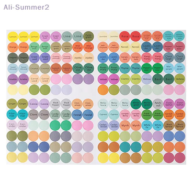 192 Stück runde Aufkleber für ätherische Öle, bunt bedruckte Deckeletiketten aus Papier - Bild 4