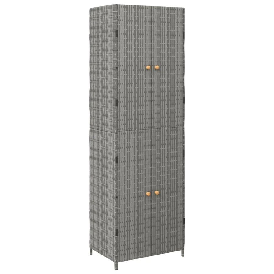 vidaXL Gartenschrank aus PE-Rattan in Grau, B/T/H: 59 x 40 x 180 cm - Bild 2