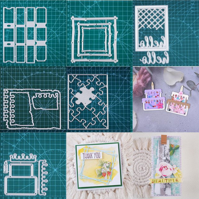 Metall Schneidwerk für quadratische Kuchen und Brief-Puzzle in Silber für DIY Scrapbooking und Bastelarbeiten - Bild 1