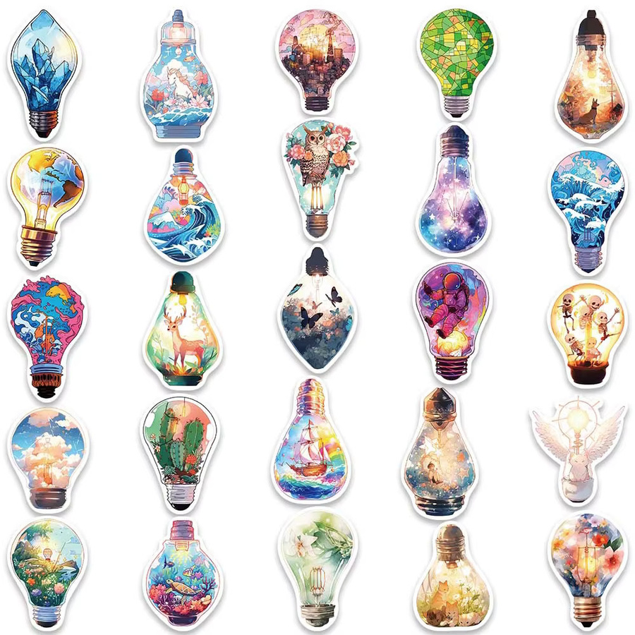 Charile Glühbirnen-Welt-Aufkleber, Cartoon, multicolor, 10-teiliges Set - Bild 3