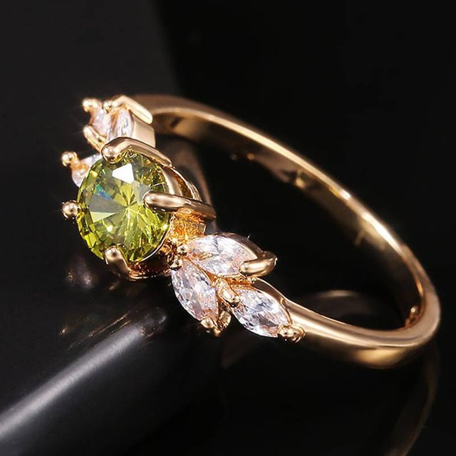 Huitan Fresh Damen-Ring, Gold, Zirkonia, grün - Bild 1