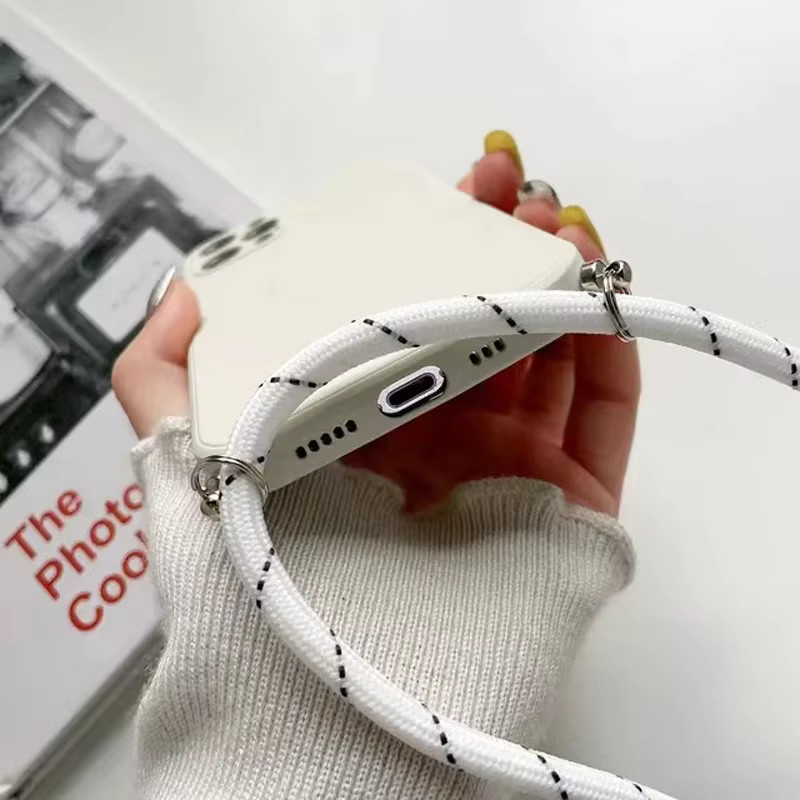 Silikon Handyhülle mit Halskette und Crossbody-Riemen für Google Pixel 8 Pro in White und Multicolour - Bild 4