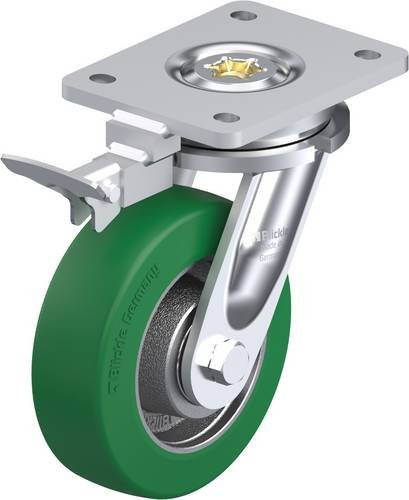 Blickle Lenkrolle LO-GST 150K-RI4 mit Feststeller in Grün und Silber, Rad-Durchmesser: 150 mm, Tragfähigkeit: 570 kg - Bild 1