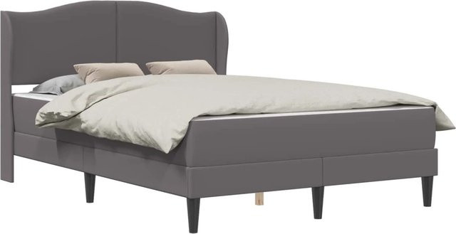 vidaXL Bettrahmen mit Kopfteil aus Kunstleder in Grau, B/T/H: 140 x 190 x 101 cm - Bild 1