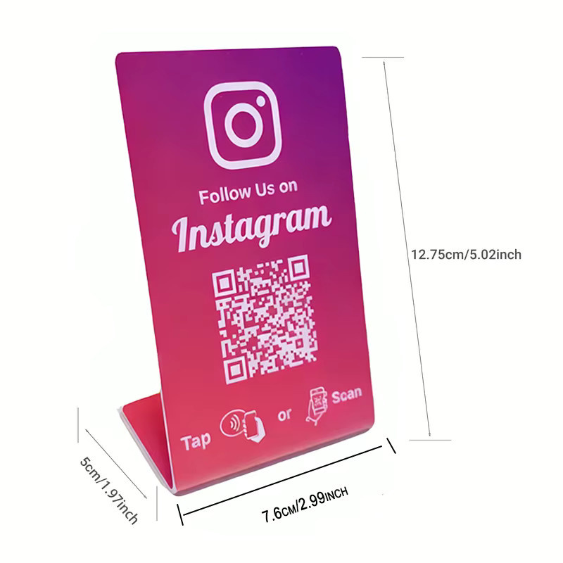 HACHANLUN NFC Stationstisch mit programmierbarem QR-Code als stehende Markenhalterung für Google Reviews, Instagram und Facebook - Bild 2